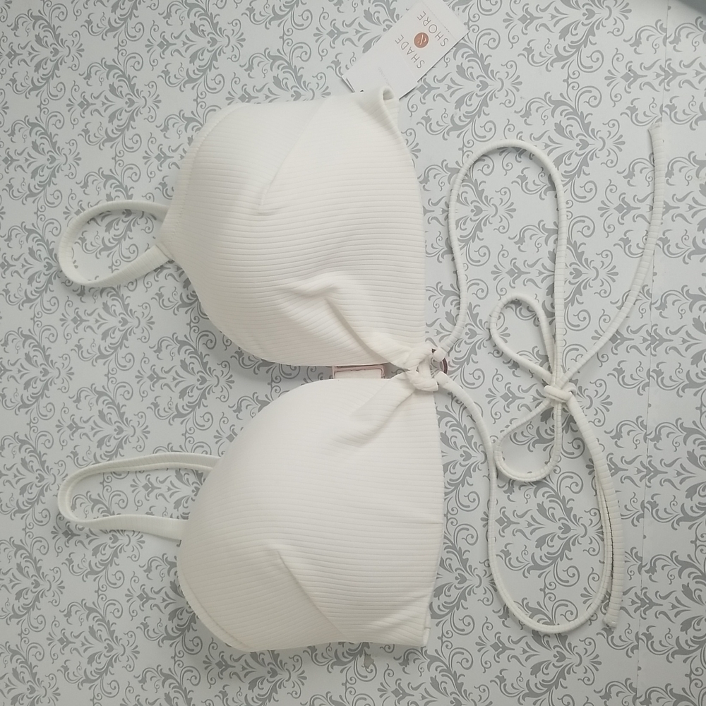 Lightly Lined Triangle Strappy Tie Ribbed Bikini Top+JM Pearl sun spray - Picture 6 of 15